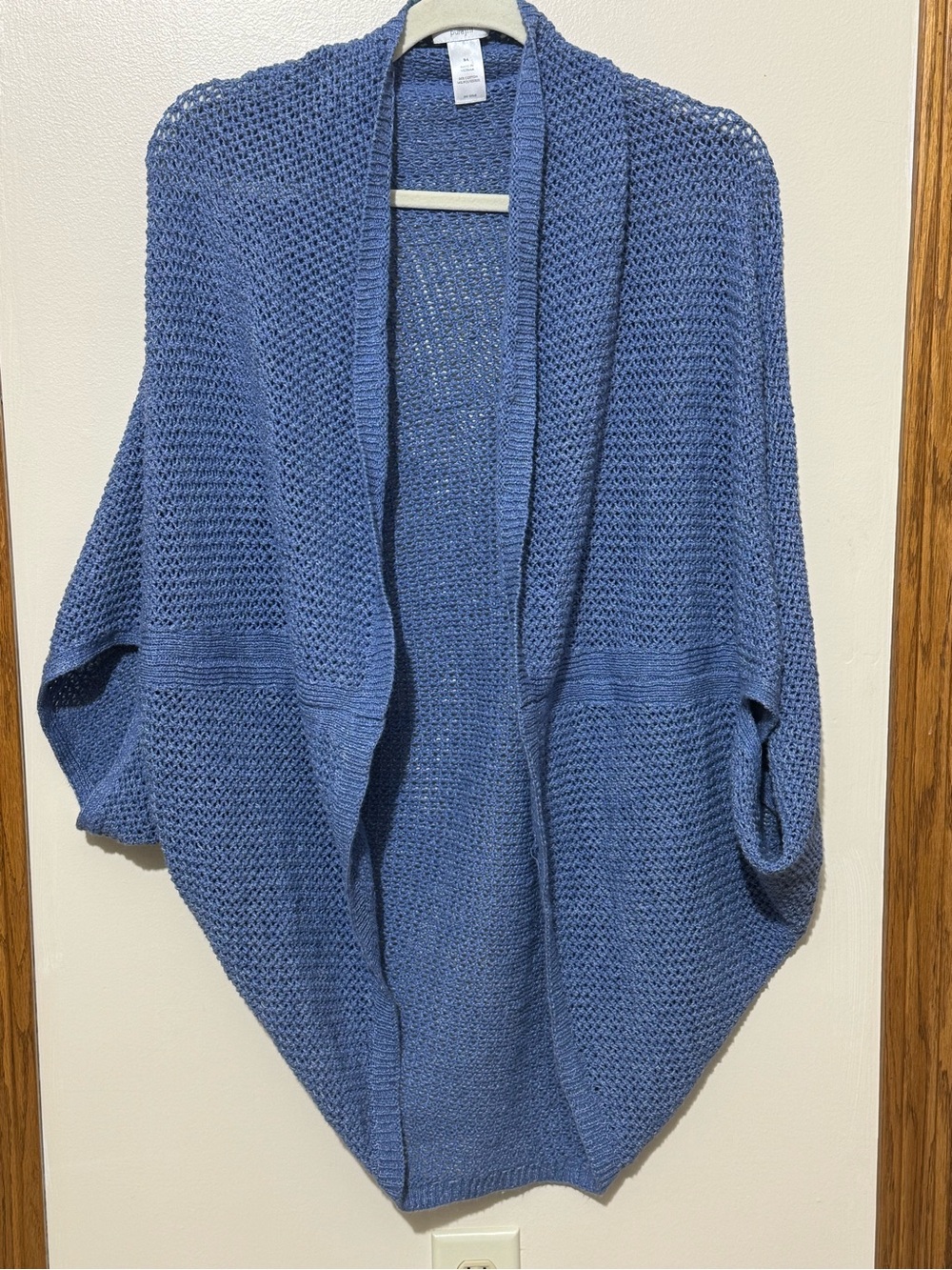 PURE JILL Sweater Knit Shrug S-L Blue/White Marl Knit EUC - Picture 2 of 8